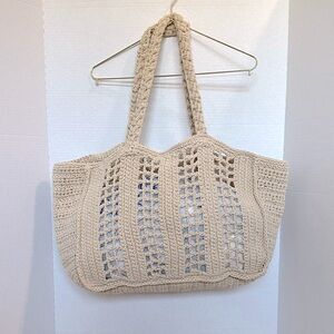 Viral Made In India cream Crochet Beach Bag Satchel Purse Tik Tok NWOT